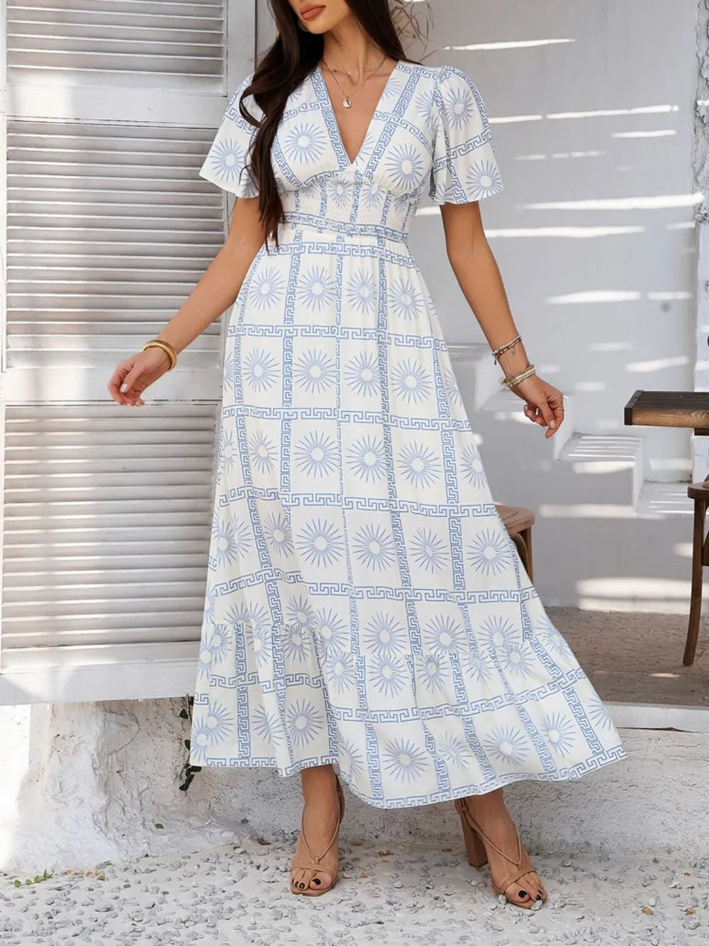princess polly baby blue dress Kayleen Navy Gingham Smocked Maxi Dress – Inherit Co main image 0