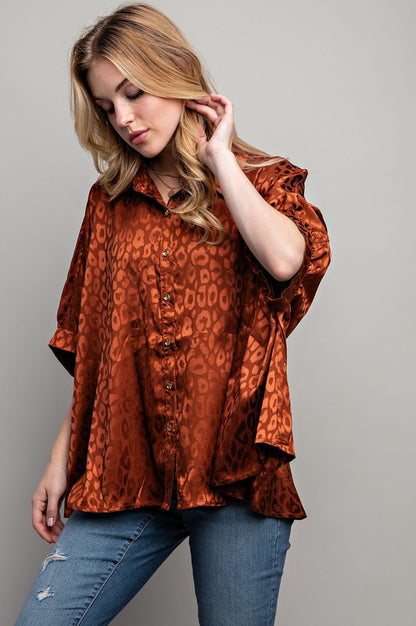 LIGHT SATIN PRINT BUTTON DOWN SHIRT