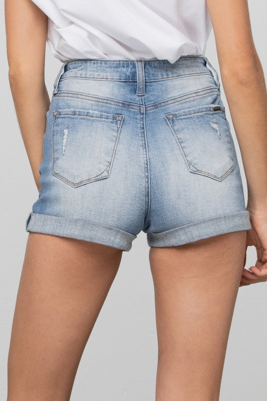 Shorts vaqueros con cinturilla doble