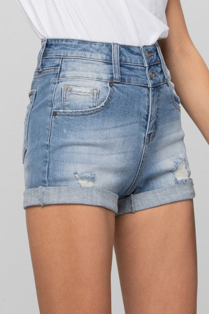 Shorts vaqueros con cinturilla doble