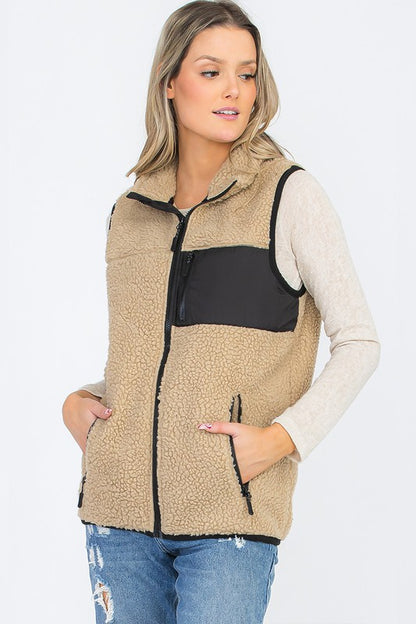 UNISEX WOMENS SHERPA FLEECE VEST TOP JACKET