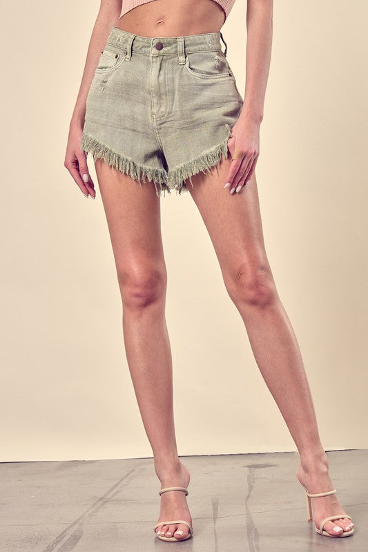 SHORTS DE DENIM DESGASTE BAJO DESGASTE