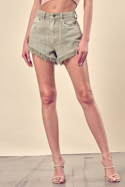 SHORTS DE DENIM DESGASTE BAJO DESGASTE