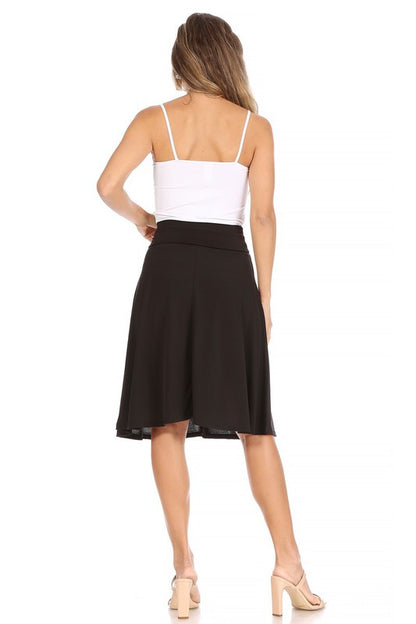 Solid, A-line pull on skirt