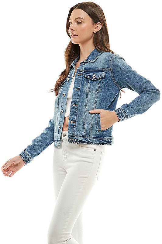 Chaqueta vaquera informal para mujer de spandex