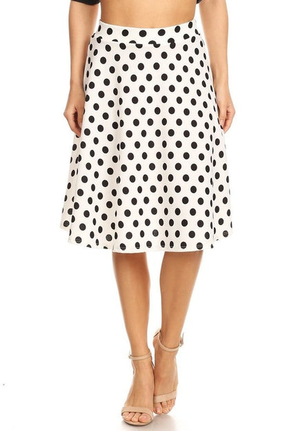 Polka dot print, knee length skirt