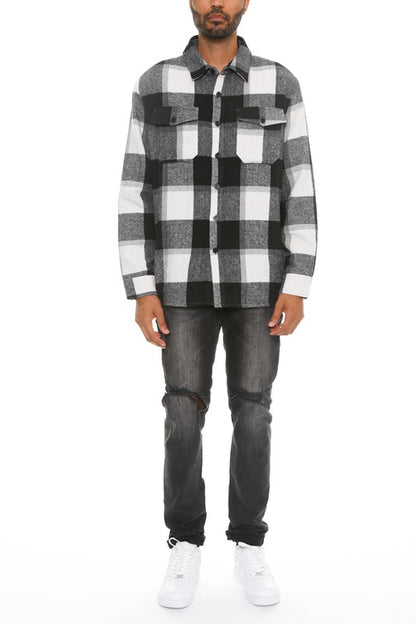 Mens Checkered Soft Flannel Shacket