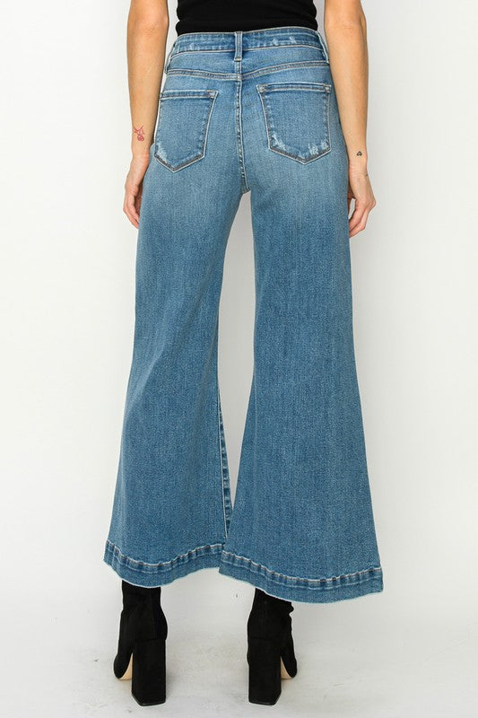 JEANS CROPPED PALAZZO DE TIRO ALTO