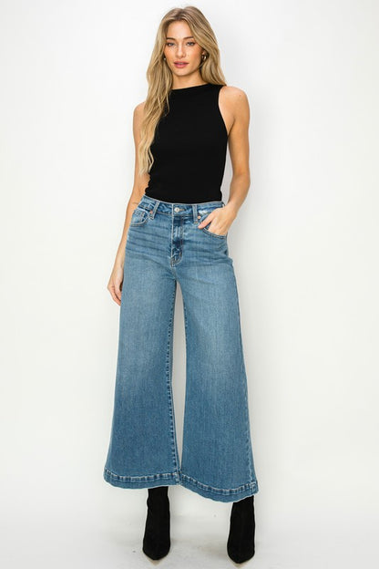 JEANS CROPPED PALAZZO DE TIRO ALTO