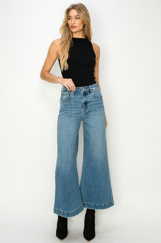 JEANS CROPPED PALAZZO DE TIRO ALTO