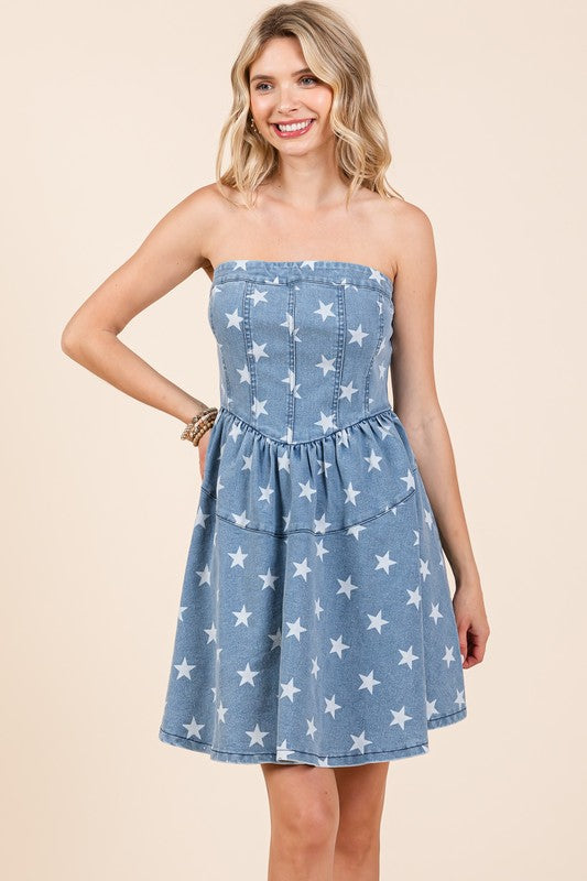 Star Denim Mini Dress