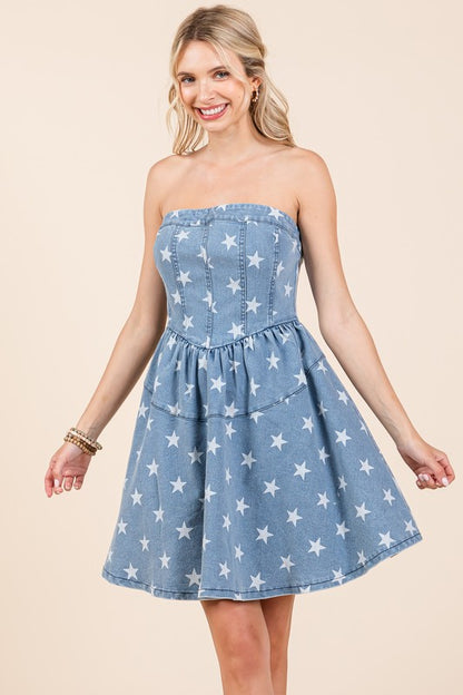 Star Denim Mini Dress