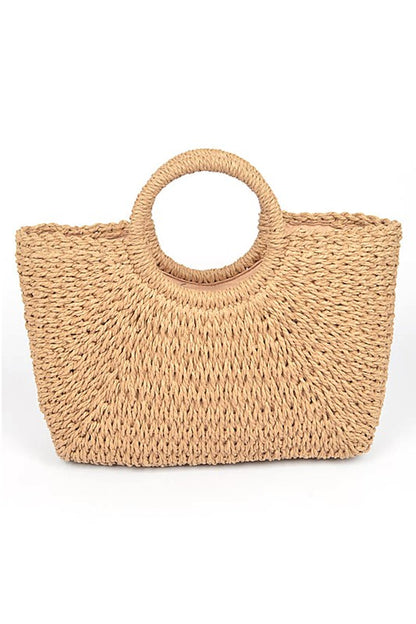 Tote de verano tejido con cesta de paja