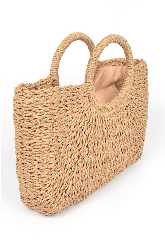 Tote de verano tejido con cesta de paja