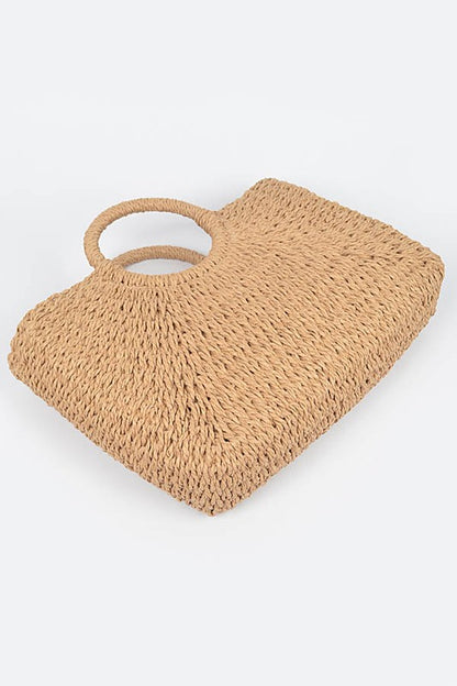 Tote de verano tejido con cesta de paja