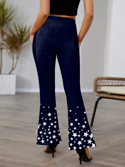 Pantalones bootcut con cintura elástica y estrellas