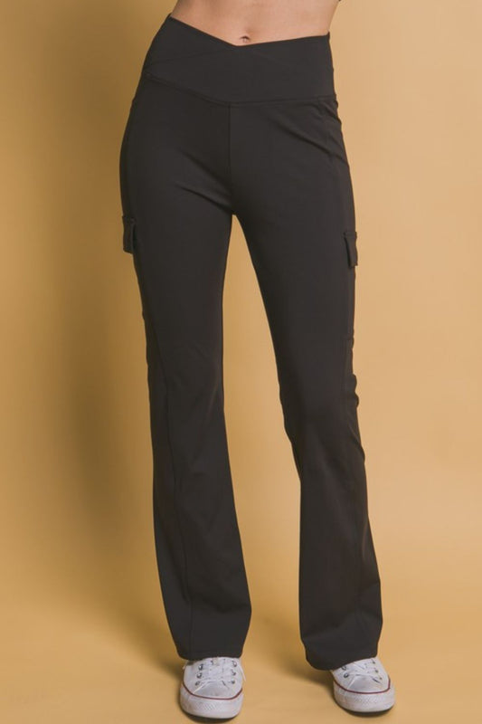 Love Tree flared cargo leggings with pockets, perfect for casual wear and stylish new arrivals this season.