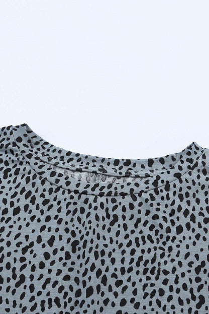 Animal Print Round Neck Tunic Tee with Pockets