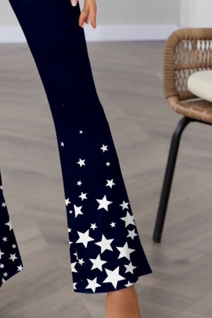 Pantalones bootcut con cintura elástica y estrellas