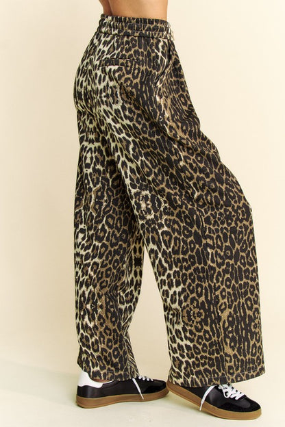 Davi & Dani Leopard Wide Leg Pants