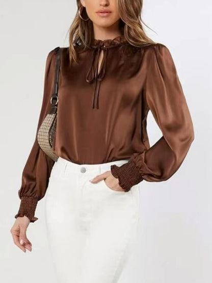 Frill Tied Lantern Sleeve Blouse