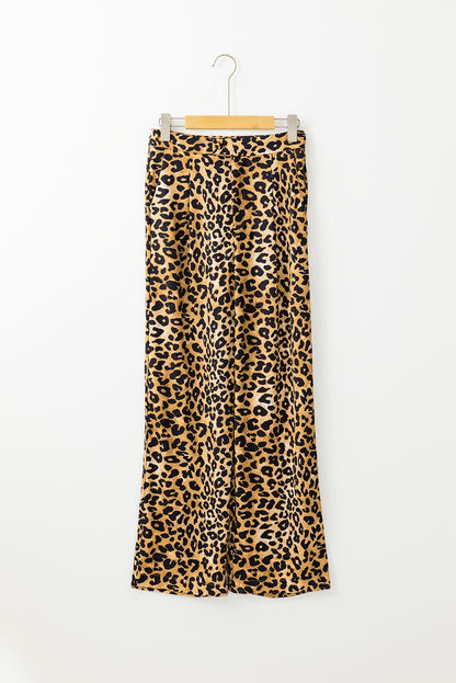 Pantalones anchos con estampado animal de leopardo