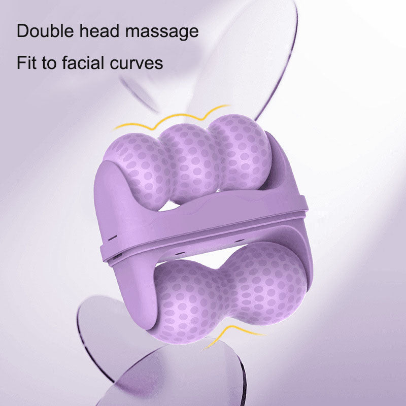 Ice roller set for facial skincare with double head massage tool fitting facial curves.