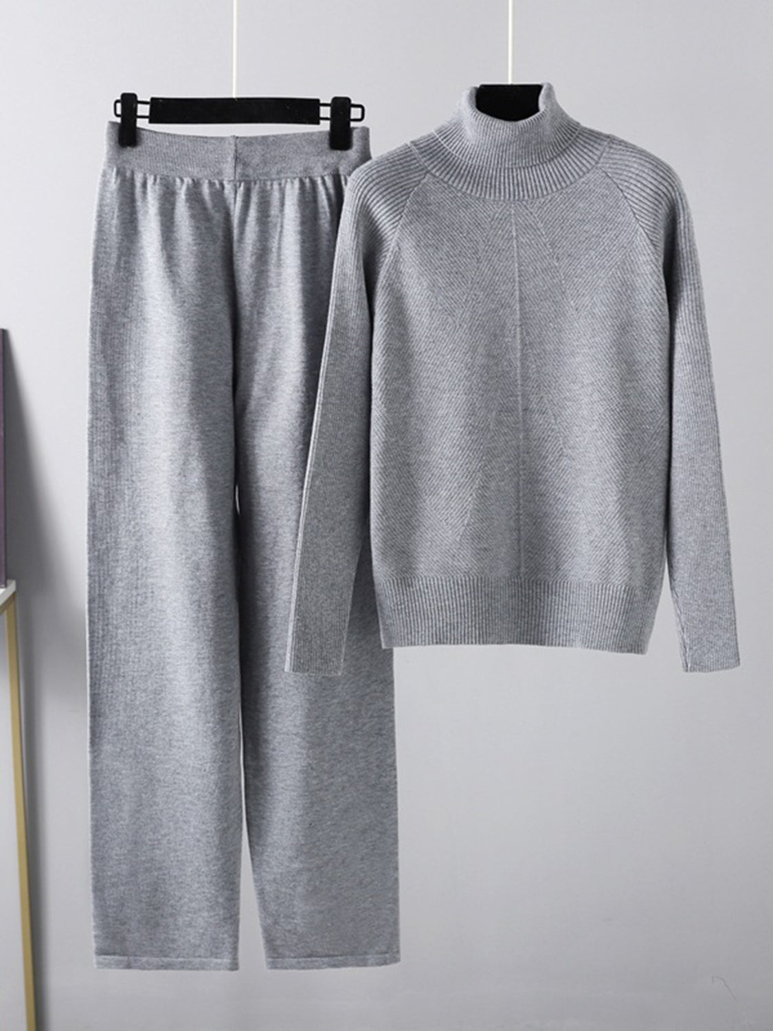 Basic Bae Turtleneck Raglan Sleeve Top and Pants Sweater Set