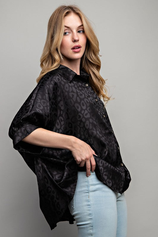 LIGHT SATIN PRINT BUTTON DOWN SHIRT