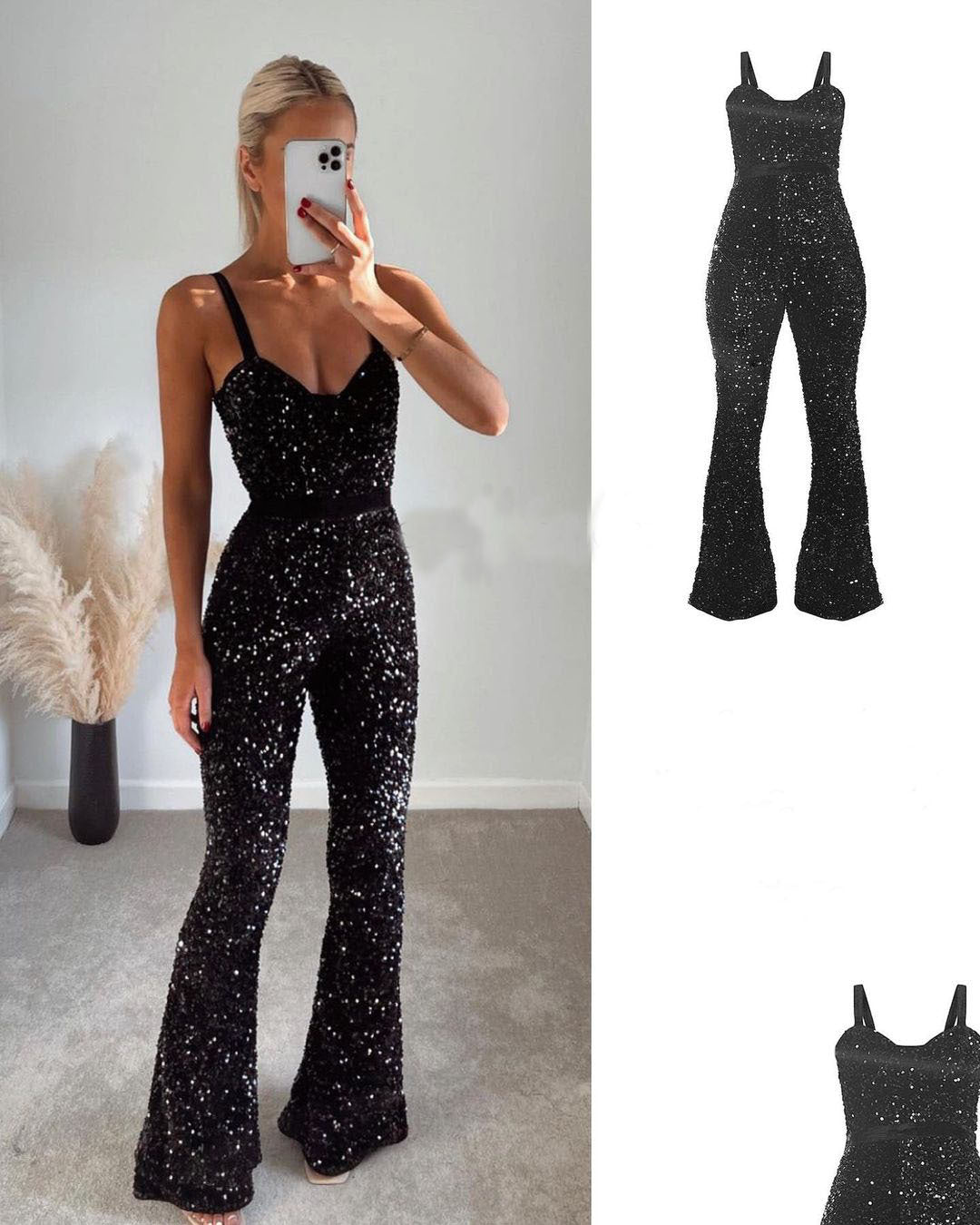 Sexy Sparkly Jumpsuit with Spaghetti Straps