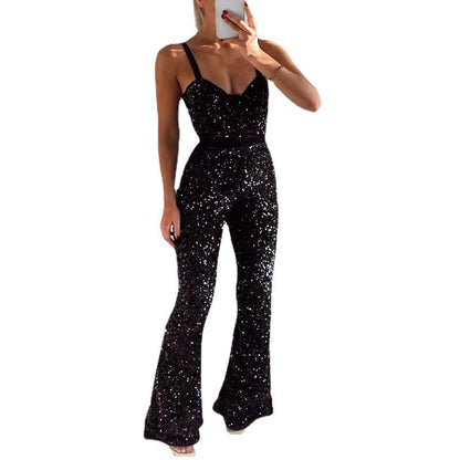 Sexy Sparkly Jumpsuit with Spaghetti Straps