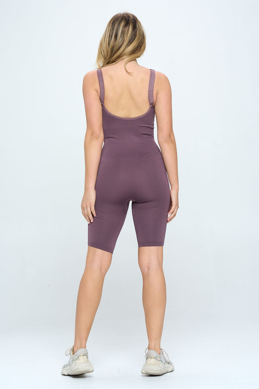 Seamless  Rib Romper Jumpsuit Set