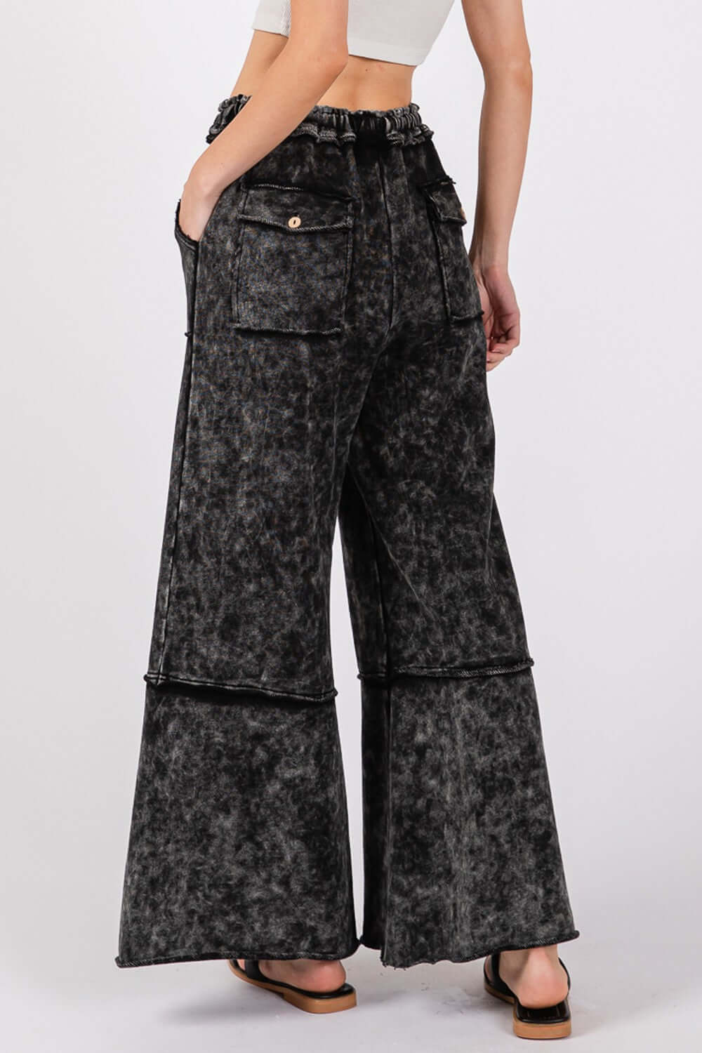 SAGE + FIG Mineral Washed Terry Wide Leg Pants