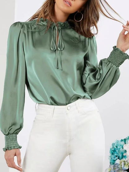 Frill Tied Lantern Sleeve Blouse