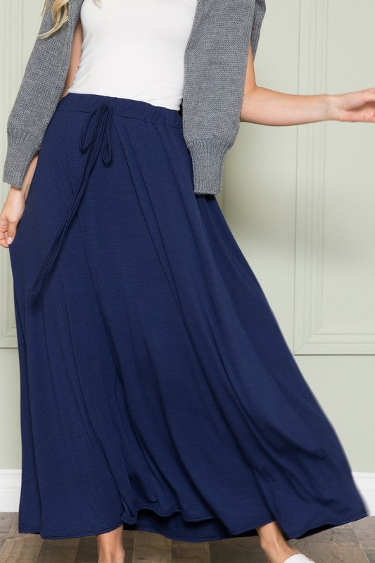 Solid Maxi Skirt with Pockets