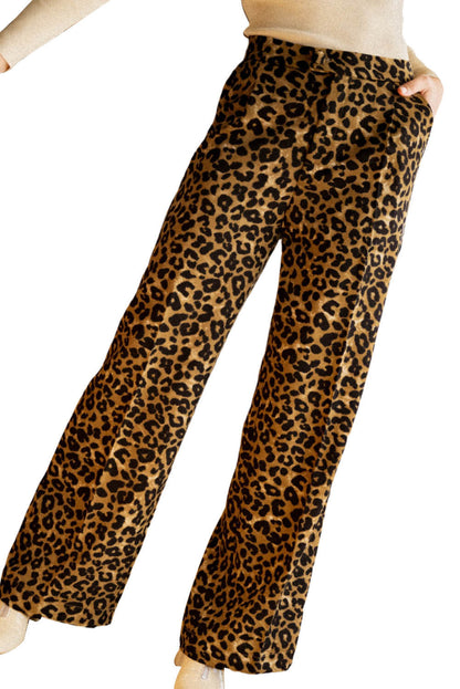 Pantalones anchos con estampado animal de leopardo