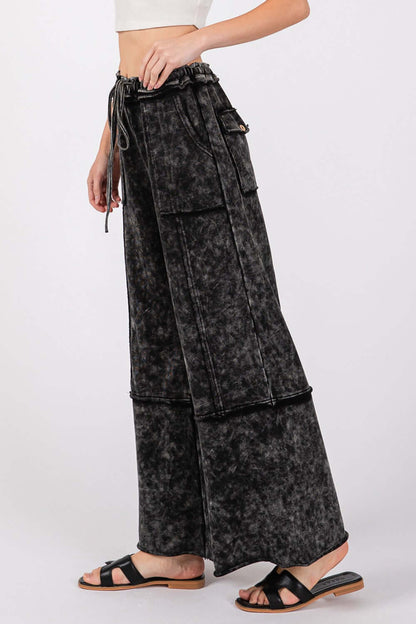 SAGE + FIG Mineral Washed Terry Wide Leg Pants