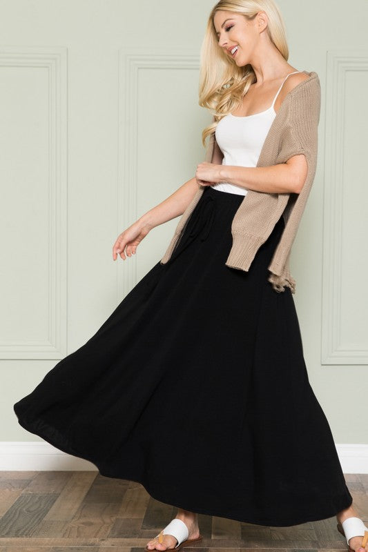 Solid Maxi Skirt with Pockets