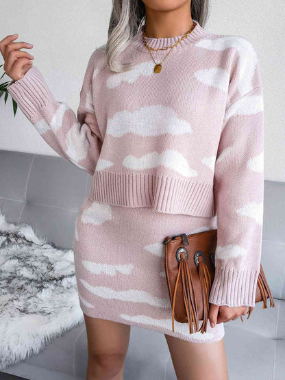 Conjunto de suéter y falda de punto Cloud