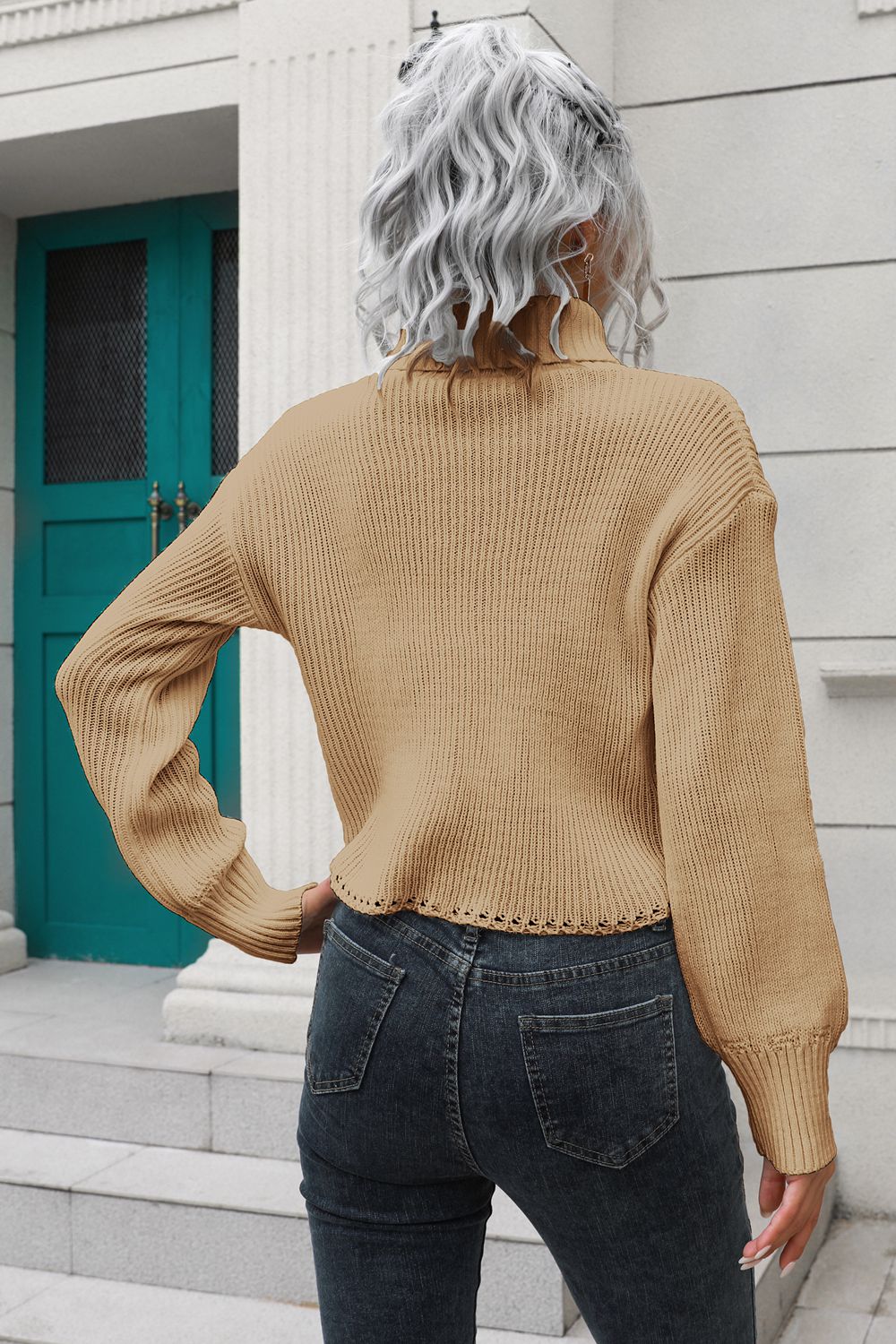 Turtleneck Dropped Shoulder Sweater