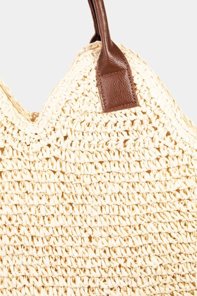 Fame Straw Braided Faux Leather Strap Shoulder Bag