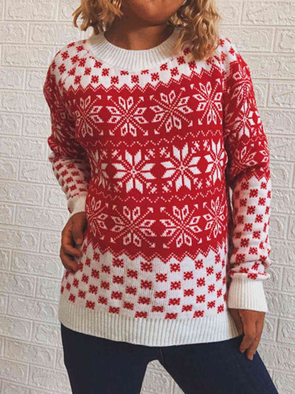 Snowflake Pattern Long Sleeve Sweater