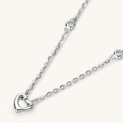 Collar de corazón de plata de ley 925 con moissanita