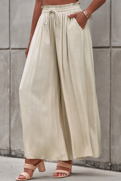 Drawstring Waist Wide Leg Pants