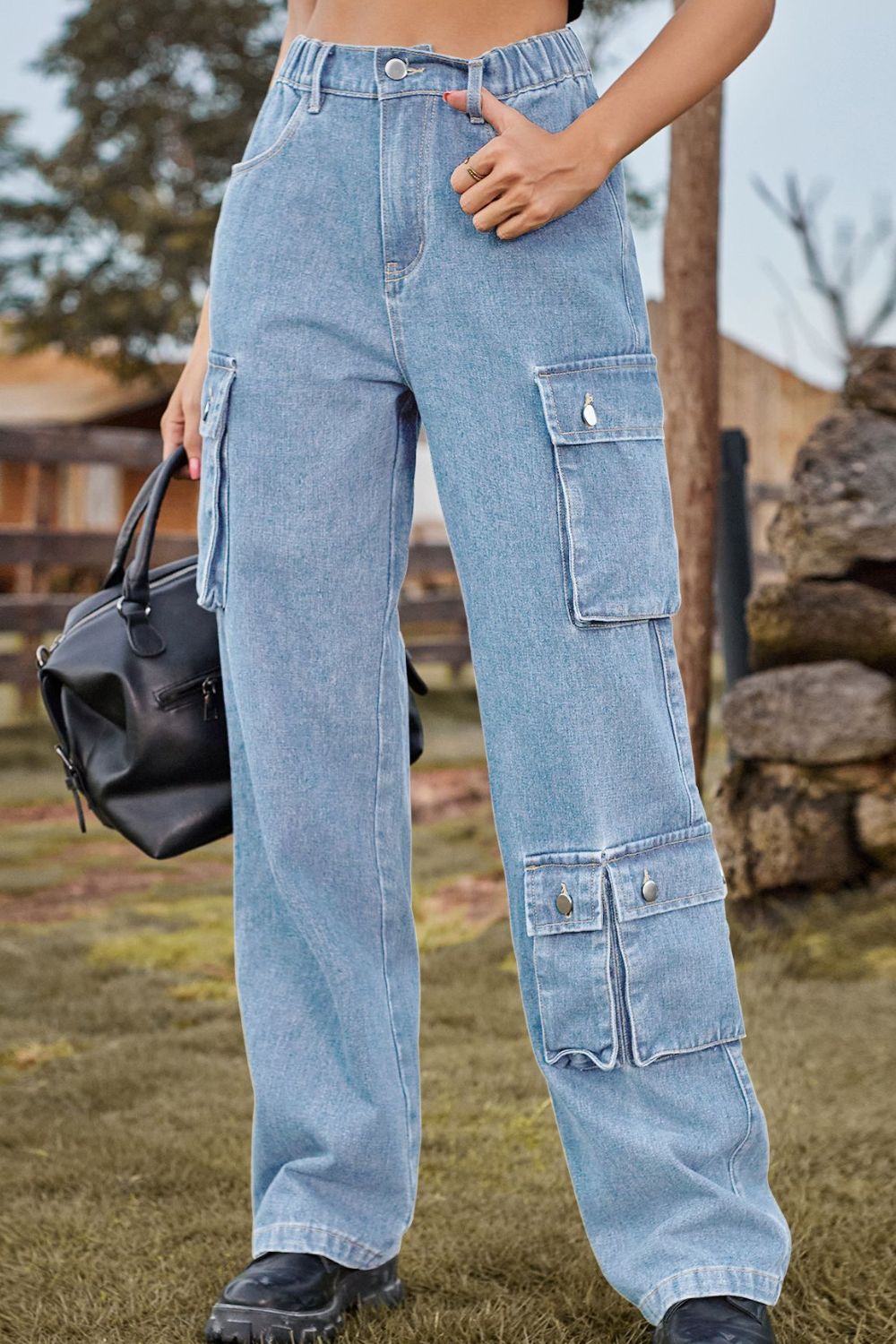 Jeans largos holgados con bolsillos