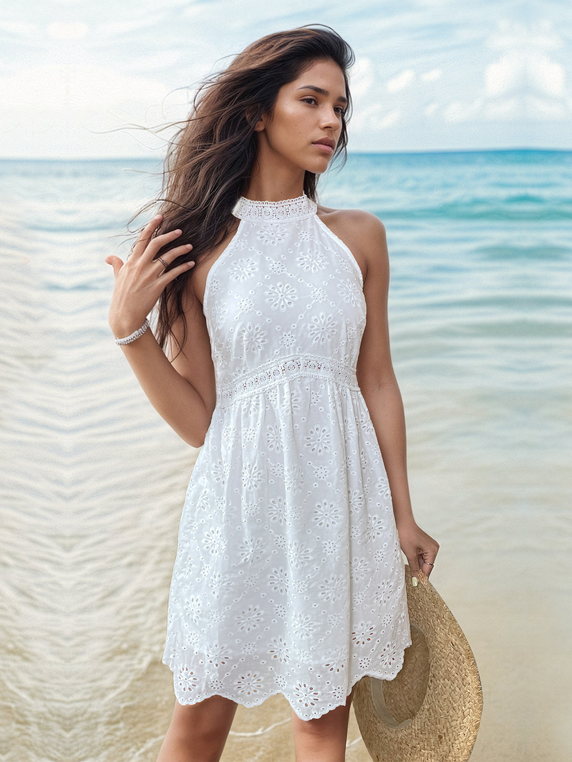 grecian mini dress Ruched Grecian Neck Mini Dress