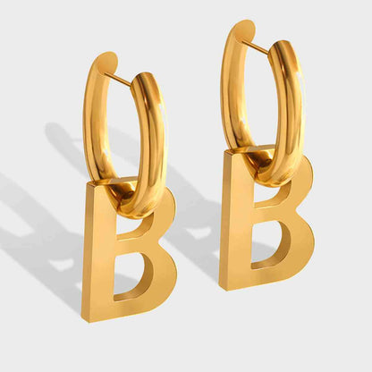 Letter B Titanium Steel Earrings