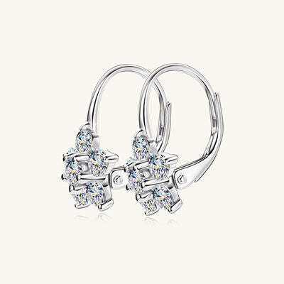 Pendientes Huggie de flor de moissanita de plata de ley 925 de 1,2 quilates