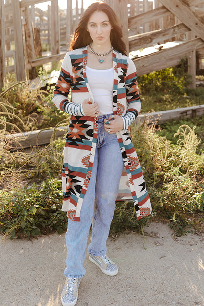 Printed Long Sleeve Cardigan