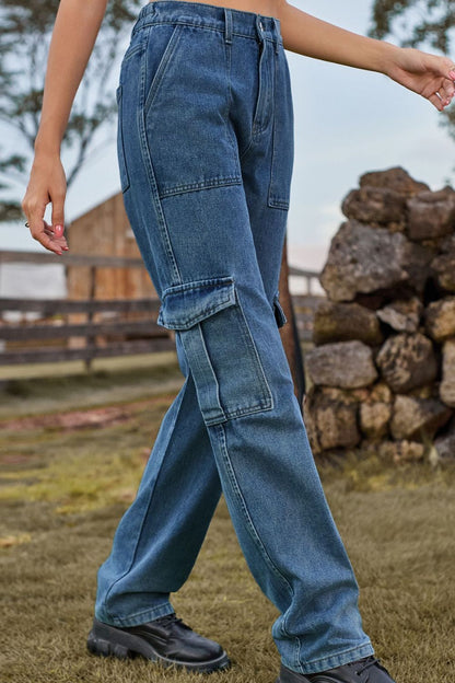 Jeans largos holgados con bolsillos